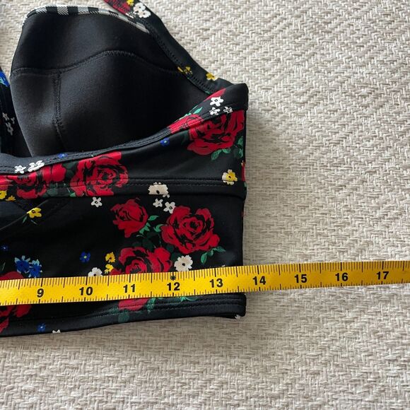 Torrid Vixen Womens 00 Black Floral Gingham Print Underwire Bikini Top NWT - Picture 8 of 9